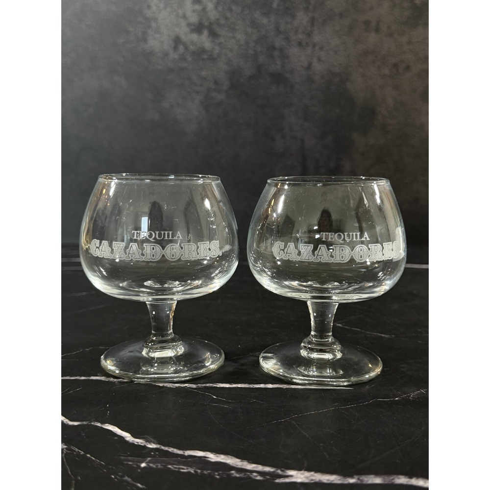Vintage PAIR (2) Tequila Cazadores Small Pedestal Goblet Snifter Glasses